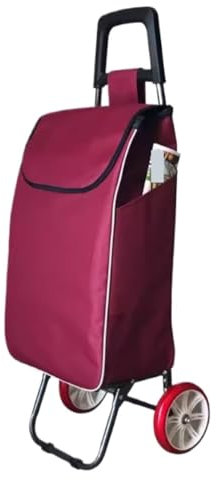 AMULONG Chariot de Course Chariot De Courses Pliable À roulettes, Étanche Et Léger, avec Sac Amovible Chariot Marché(Rot)
