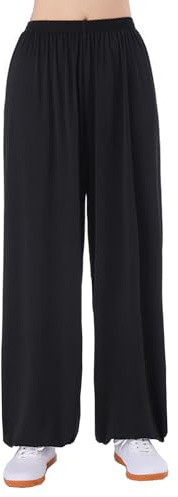 Tai Chi Pants Tai Chi Super Soft Yoga Pilates Trousers Comfortable and breathable fabric Tai Chi Pants Wide Leg Men Women Kids Yoga Pants Qigong Open on the Ankles,Black,XL