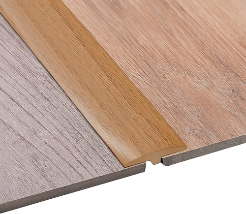 Perfil de transición autoadhesivo, perfil en T, 5 x 100 cm, flexible de PVC, para todo tipo de suelos, recortable e impermeable (grano de madera clara, 1 m)