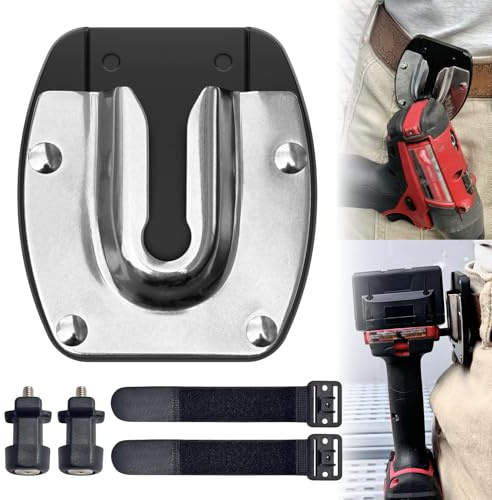 Universal Tool Holster for Tool Belt Accessories, Drill Holster for Tool Belt, All-Metal Clip-On Tool Belt Holder, Self-Locking Drill Holder for Power Drill, Impact Driver, or Other Tools with Handle