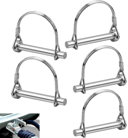 Pack of 5 Pipe Folding Pins, D Shaped Locking Pin, Folding Cotter Pins for Pipes, Safety Pins for Pipes, Folding Plugs, for Farm, Trailer, Lawn, Garden, 6 mm x 45 mm