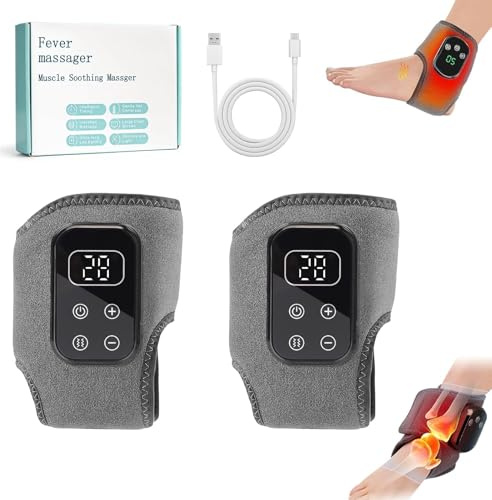 2PCS 3-in-1 Cordless Foot Massagers, Heated Ankle & Foot Massager for Pain and Circulation, 5 Heat Levels & Multiple Modes, Portable Electric Foot Warmer for Heel, Sole & Arch (B)