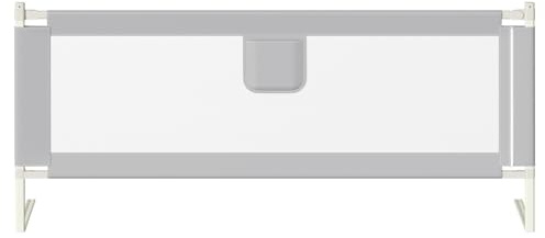 Hebitod Barrera de cama para bebé, 180 × 80 cm, altura ajustable, barrera protectora para cuna de 64 – 96 cm, con cierre de seguridad, marco de acero resistente, color gris
