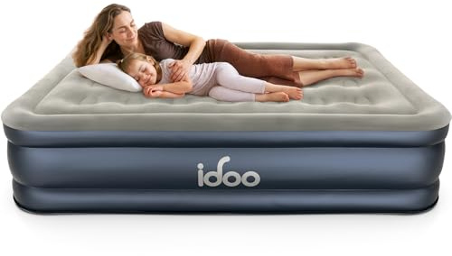 iDOO Inflatable Mattress, Blow Up Mattress, Double Airbed with Built in Pump, Air Bed, Guest Bed Self Inflating with Flocked Surface for Home and Camping 193x137x46cm 295kg MAX