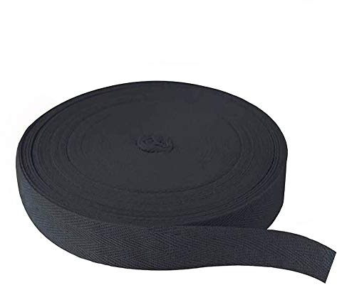 JUHONNZ - Cinta de costura, 45 metros, cinta de espiga de algodón, sarga natural, cinta de algodón, natural, cinta de cinta, coser, rollo de espiga para manualidades, bricolaje, tejer, color negro