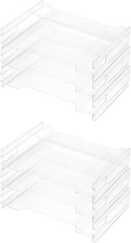 Herlitz 1610393 Ablagekorb A4 quer, transparent und stapelbar, 6 Stück