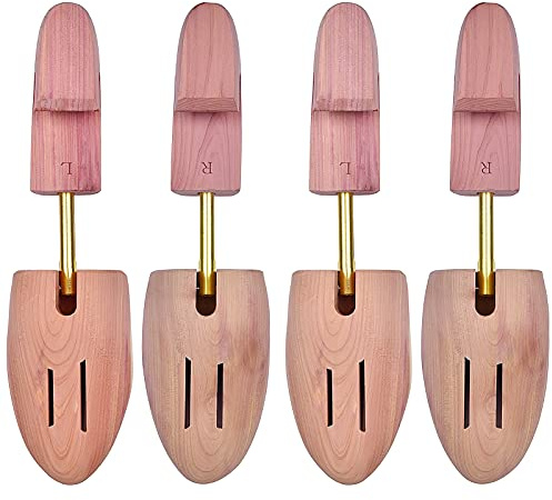 tongzaner Cedar Shoe Tree for Men, Adjustable Wooden Shoe Stretcher for Leather Shoes (2-Pack) (S (Fits Shoe Sizes 6.5-8.5))