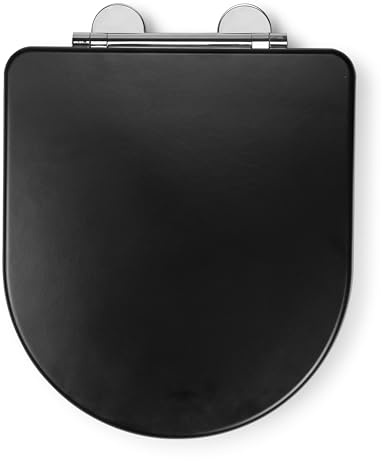 Croydex Iseo WC Sitz mit Absenkautomatik aus Holz – Flexi-Fix Einfache Montage - Schnellverschluss für einfache Reinigung – Antibakterieller toilettendeckel - wc sitz d form (Schwarz)