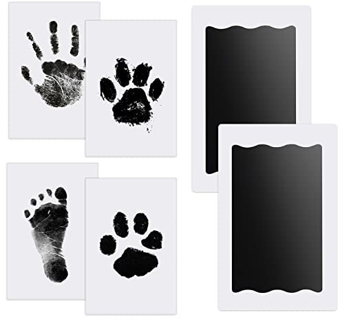 Baby Fussabdruck Set 2 pcs Nabance Baby Handabdruck und Fußabdruck Clean Touch Stempelkissen Baby Handprint Babyhaut kommt nicht mit Farbe in Berührung für Baby Taufe Familie Geschenk