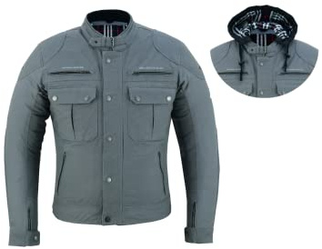BLACKWILD Urban Style Motorradjacke Herren | Streetstyle Motorradjacke mit abnehmbar Kapuze | Textiljacke Männer mit CE Schulter Ellbogen für Radfahren Roller und Touren (2XL)