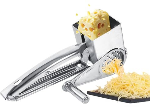 BORDSTRACT Grattugia per Formaggio, Grattugia per Tamburo Artigianale da Cucina in Acciaio Inossidabile, Grattugia per Verdure Grattugia per Alimenti Slice Shred Tool