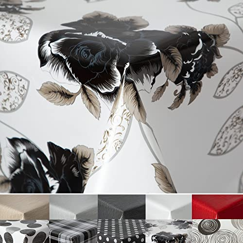 Wachstuchtischdecke Tischdecke abwaschbar RUND OVAL ECKIG Rechteckig Outdoor Wachs Gartentischdecke (Flowers, Oval 135x180cm)