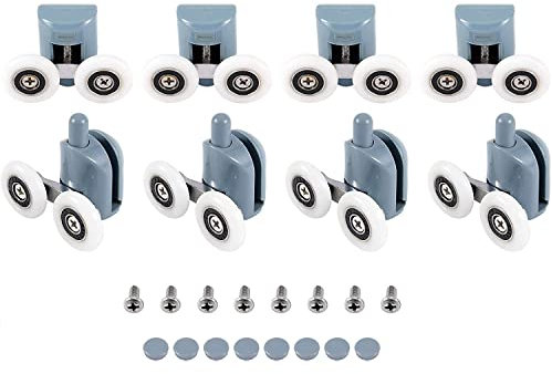 Rulli doppi per la parte superiore e inferiore della porta di doccia, confezione da 8 doppi, di ricambio, con rotelle da 23mm di diametro, CY-903AB (23mm)
