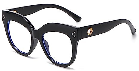 LJCZKA Occhiali Anti Luce Blu Donna Gatto Grandi, Montatura Occhiali da Vista Ovali Grandi Occhiali Anti Eyestrain per Computer Gaming