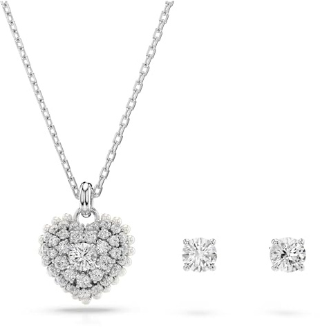 Swarovski Idyllia Set, Rhodinierte Halskette und Ohrringe mit Strahlenden Swarovski Kristallen