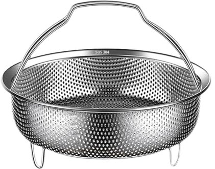 Dualoai Inserto per Cottura a Vapore in Acciaio Inossidabile, Cestello per Cottura a Vapore con Telaio E Manico, Inserto per Cottura a Vapore per Cuociriso, R, 22 cm