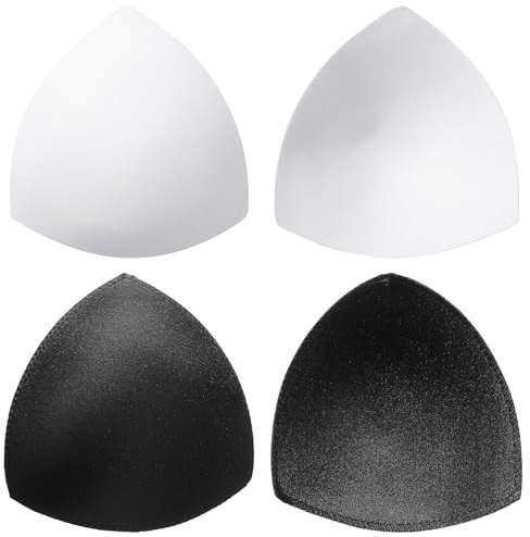 BBTO 2 Paia Inserti per Reggiseno Rimovibili Coppette per Bra Triangolare Traspirante da Donna (Nero, Bianco, 15 x 14,5 cm)