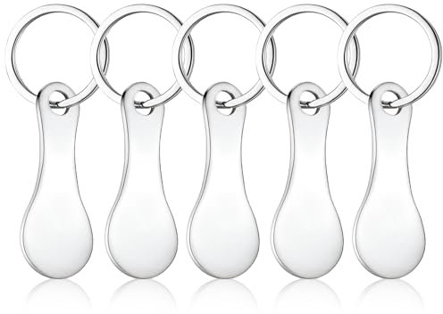 MOVYEE Lot de 5 Jeton de Caddie Amovible,Porte-clés en Métal pour Chariot de Courses,Porte-clés Trolley Coins (Style 2)
