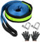 Corde de Remorquage Voiture, Sangle de Remorquage Auto 5M x 5cm, Heavy Duty Sangle Remorquage avec 2 Crochets 2 Gants, 10 Ton Sangles de Remorquage d'urgence