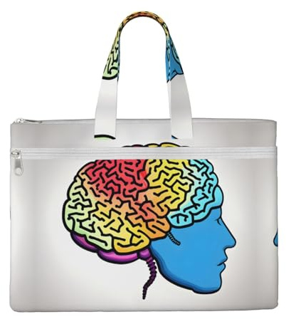 Bolsa de documentos con cremallera para cerebro izquierdo y derecho con asa para llevar archivos de papel, libros, carpeta de archivos