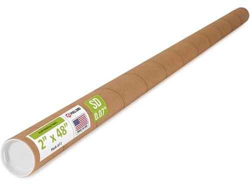 2 x 48 Reinforced Kraft Paper Mailing Tube, Pack of 1 Tube with 2 Caps – Secure USPS Approved Poster Tube – Made in USA Cardboard Tube for Shipping and Storing Posters, Prints, Artwork