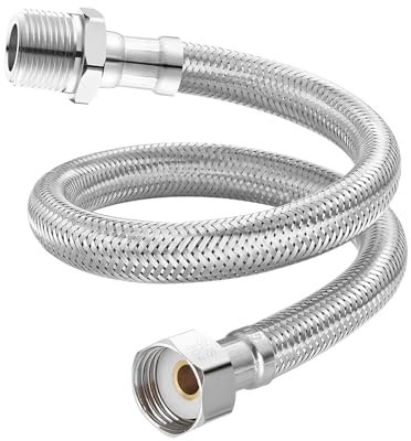 Qrity 1 Pezzi Tubo Di Collegamento Flessibile, G1/2 Femmina x G1/2 Maschio Tubo Flessibile Intrecciato In Acciaio Inossidabile, per Rubinetto, Scaldabagno, 40 cm