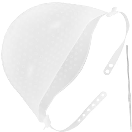 Beaupretty Cuffia per Tintura Chioma per Colorazione Precisa in Silicone Bianco con Gancio e Fori Punzonati Riutilizzabile per Salone e Uso Domestico