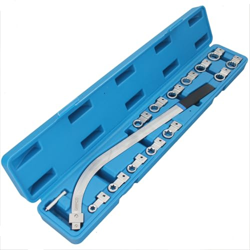 GEPCO spännrullsnyckel, set 13 delar | Torx E-profil E10-E18 & 12-kantig 12–19 mm | Kilribbade remmar kuggrem spännverktyg set med lång spak och halksäkert handtag | professionella bilverktyg i väska