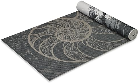 Gaiam Premium Print Reversible Yoga Mat, Spiral Motion, 6mm
