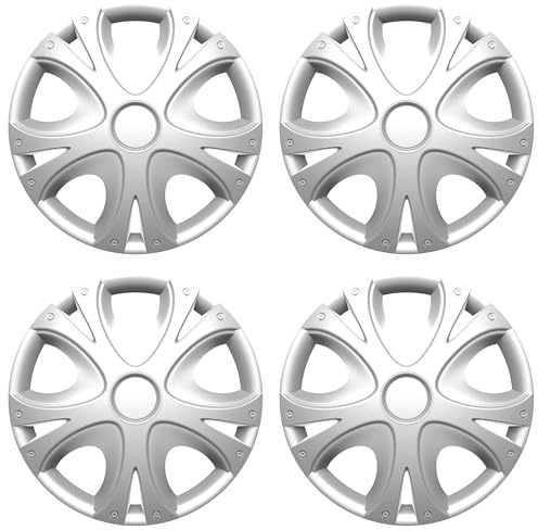 Versaco Car Wheel Trims DYNAMIC15 - Silver 15 Inch 9-Spoke - Boxed Set of 4 Hubcaps - Includes Fittings/Instructions