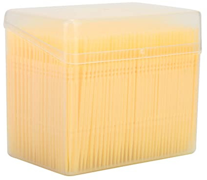 BORDSTRACT 1100 Piezas Palillos Dentales de Plastico, Cepillos Interdentales, Palillos de Cepillo Interdental En Soportes Transparentes, Kit Limpieza Dental, Herramienta Limpieza Dientes(amarillo)