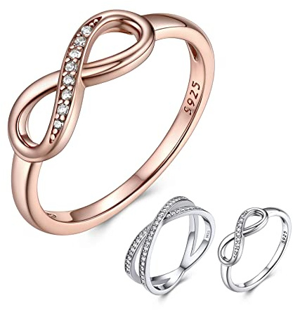 Bestyle Rose Gold Infinity Knot BFF Friendship/Bridesmaids/Sister Cubiz Zircon Rings for Women Love Promise Engagement Wedding CZ Band Rings for Women/Wife/Friends/Sister,Size 8