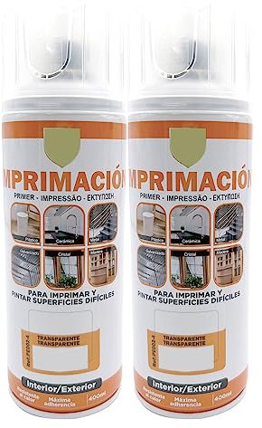 various Pintura Spray Imprimacion Transparente de 400 ml Adecuado para las Superficies de Metal, Madera y Plástico Pack de 2 Unidad