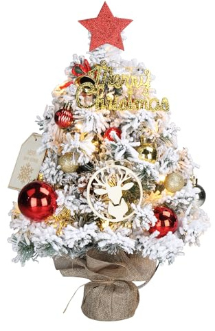 LALAHO Mini Sapin de Noël de 40/60/90cm Lumineux LED Blanc Chaud Cadeaux Décorées pour la Décoration de Noël (Style 1, 40cm)