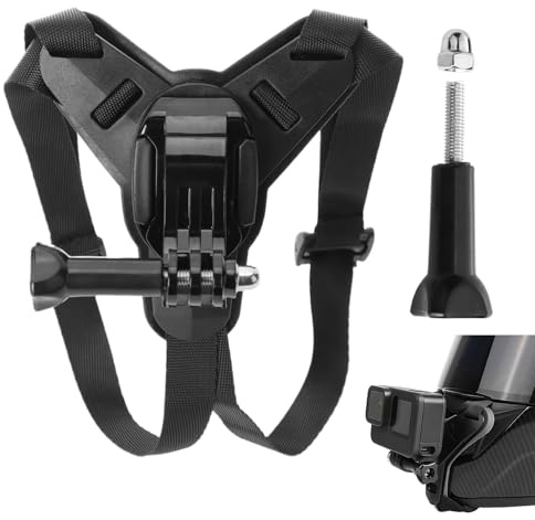 Support Menton Casque de Moto pour GoPro Hero13 12 11 10 9 8 7, DJI Osmo | Action 5 Pro Action 4, Insta360 One R, Silicone Antidérapant avec Vis
