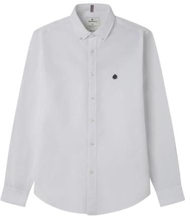 Springfield Oxford Original con Bordado De Árbol. 100% Algodón Bci, Blanco, L