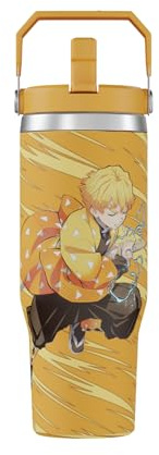 Demon Slayer Zenitsu Tumbler with Lid, 30 Oz Water Cup, Vacuum Insulated, Anime Water Bottle, Reusable Insulated Stainless Steel tumbler for Water, Iced Tea or Coffee
