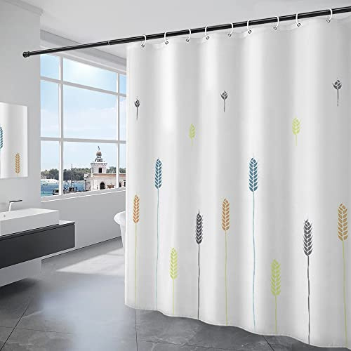 KAIMEIYU Cortina de Ducha Poliéster Cortina de Baño con 12 Ganchos Cortina Bañera Lavable a Máquina Impermeable 180 x 200 cm Blanco