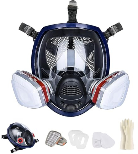 Sumeber Respirator Mask, Full Face Mask, Reusable, 16 in 1 with Filter, Anti-Fog Anti-Gas, Ideal for Painting, Woodworking, Construction, Grinding, Spraying (Full Face 04)