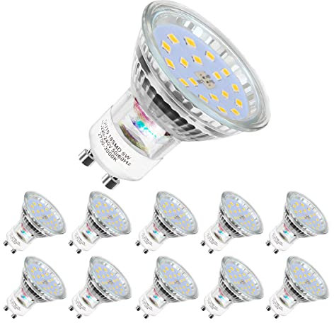 Yiahin Ampoules LED GU10, 5W équivalent 60W, 600lm, Blanc Froid 6000K, 120° Larges Faisceaux, Ampoules LED Spot, Lot de 10