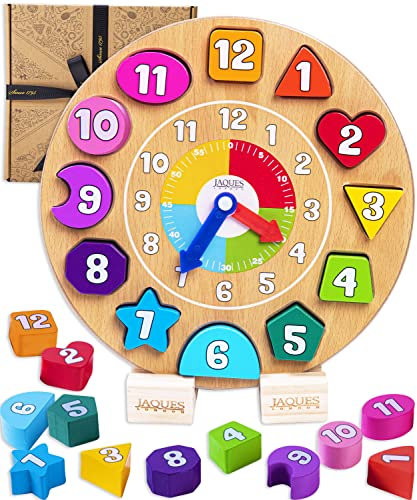Jaques of London Wooden Kids Learning Clock with Daily Routine Cards | Montessori Toys Teaching Clock for Toddlers & Preschoolers | Since 1795