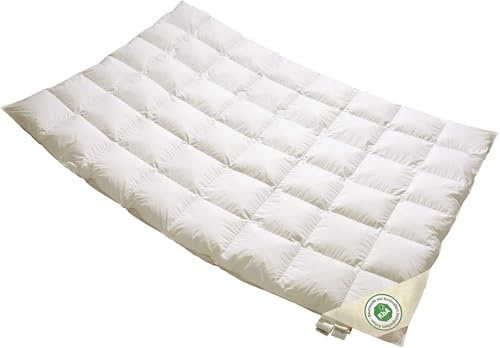 Vitaschlaf® Bio-Luxe-KBA TESTSIEGER W3 - Sommer Organic 100% GÄNSE Daunendecke Deutsche Qualität Downpass (155 x 220 cm)