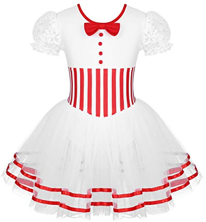 Freebily Vestito Ballerina Bambina Carnevale Tutu Danza Classica Balletto Abito Pattinaggio Artistico sul Ghiaccio Abito da Ballo Moderno Latino Body Ginnastica Artistica Rosso 7-8 Anni