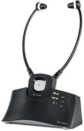 Meliconi Cuffie Steto Digital, Cuffie Stetoscopiche Wireless con Base di Ricarica, Microfono d’ambiente e altre funzionalità avanzate per anziani, Durata 16 Ore, Ingressi audio Analogico e Digitale
