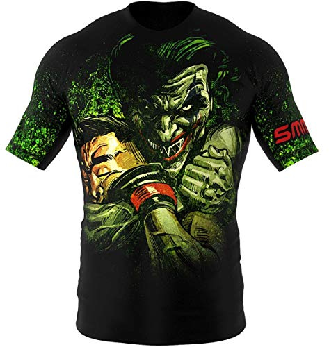 SMMASH Choker Rashguard Hombre Manga Corta, Camisetas Hombre para MMA, Artes Marciales, Krav Maga, BJJ, K1, Karate, Material Transpirable y Antibacteriano