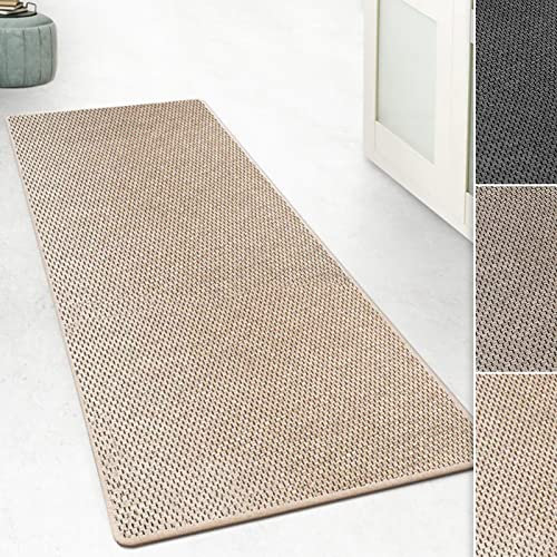 Floordirekt Teppichläufer Kalkutta - Sisaloptik - Tiger-Eye-Design - Teppich Läufer Wohnteppich Flurläufer Küchenläufer (Beige, 80 x 250 cm)