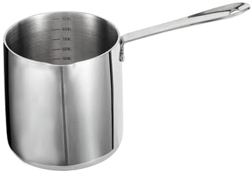 IMEEA Milk Warmer Pot Turkish Coffee Pot 18/10 Tri-Ply Stainless Steel Butter Warmer with Spout (30oz/900ml)