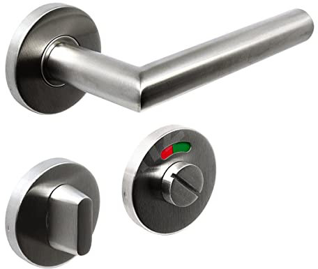 FELGNER Drückergarnitur Como für Bad & WC | hochwertige moderne Türblende Türklinken Türdrücker Garnitur Türgriff Türbeschlag Rosette für Innentüren Zimmertüren | Nickel matt