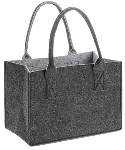 Glorex 6 1212 271 - Borsa in Feltro dal Look Moderno, Grande Circa 26 x 38 x 24 cm in Antracite/Grigio, Borsa per la Spesa per riporre e trasportare la Spesa, Facile da Pulire