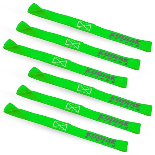 Soft Loop Tie Down Straps - 1 x 12 inches- 4,500 lb Load Capacity - Green 6 Pack - Loops for Securing ATV, UTV, Motorcycles, Scooters, Dirt Bikes, Lawn & Garden Equipment by KODIAK STRAPS, SL25-GRE6P
